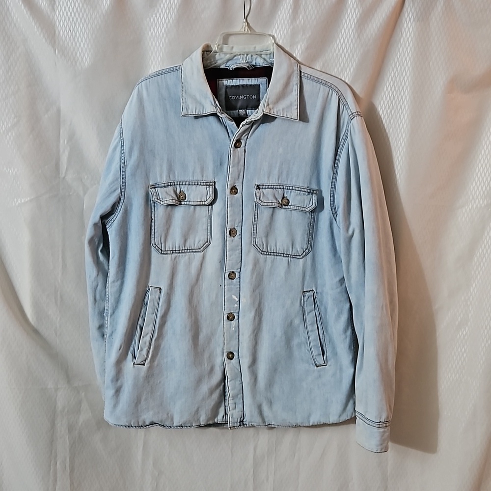 Covington Chambray Fleece Lined Shirt sz M Blue Pre-owned